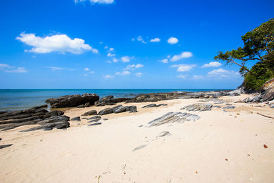Scenic view of beach against sky