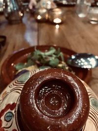 Close-up of dessert in plate on table