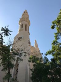 Low angle view of statue against clear sky