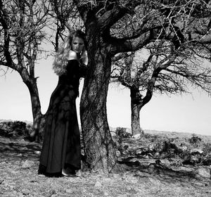 Bare trees against sky