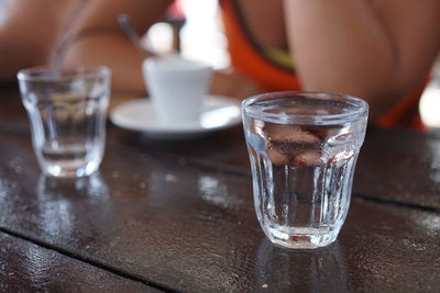 Close-up of beer in glass on table