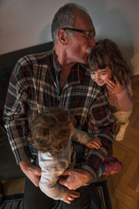 Grandfather and grandchildren