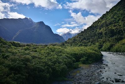 Scenic view of mountains against sky