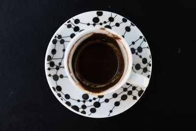 High angle view of coffee on table