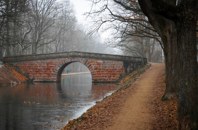 Arch bridge over canal against sky