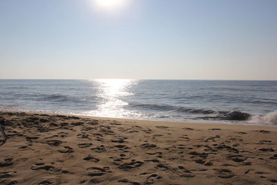 Scenic view of sea against clear sky