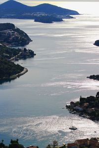 High angle view of sea against sky