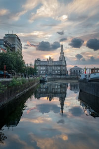 Reflection of buildings in water