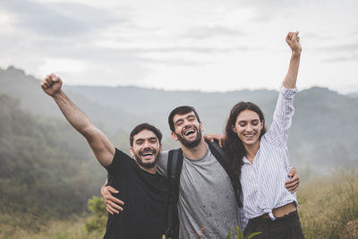 Group of people against the sky