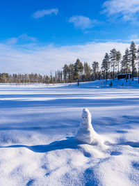 Scenic view of snow covered landscape against sky