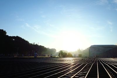 Railroad track at sunset
