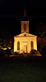 Facade of temple at night