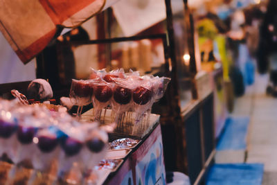 Close-up of lollipops for sale in store