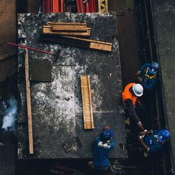 Engineers working on construction site