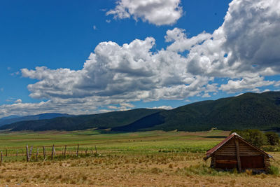 Scenic view of landscape against cloudy sky