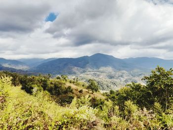 Scenic view of mountains against sky