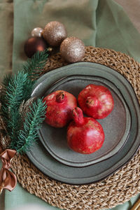 Serving a festive christmas table in scandinavian style. decor on the table before the holiday