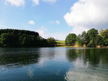 Scenic view of lake against sky