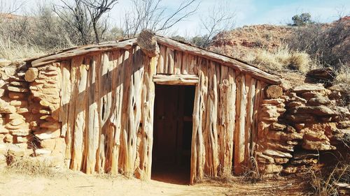 Close-up of built structure on beach
