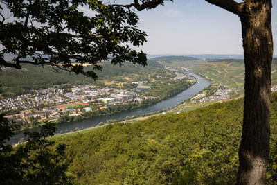 Panoramic view at the moselle valley from the viewpoint maria zill nearby bernkastel-kues