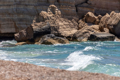 View of rocks on beach