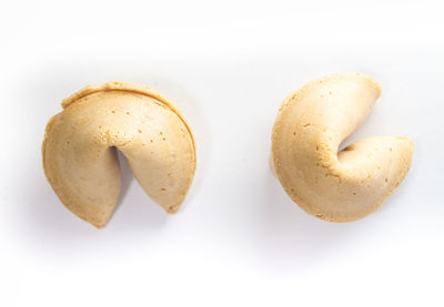 Close-up of cookies against white background