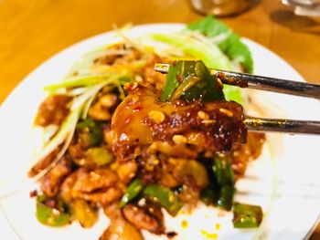 Close-up of meal served in plate