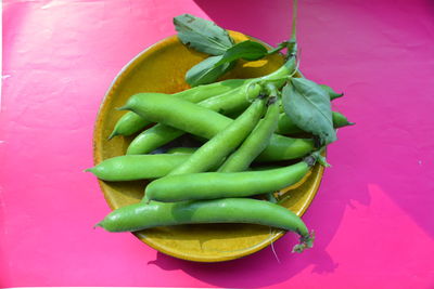 Close-up high angle view of peas