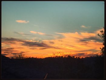 Silhouette of landscape at sunset