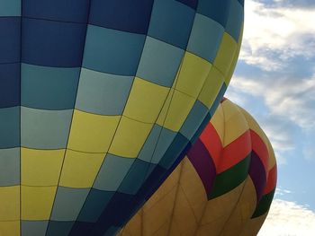 Low angle view of hot air balloon against sky