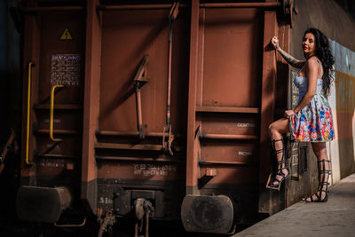 Woman standing at train