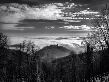 Scenic view of landscape against cloudy sky