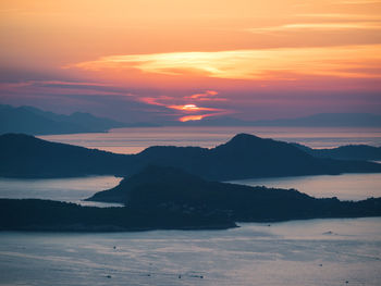 Scenic view of sea during sunset