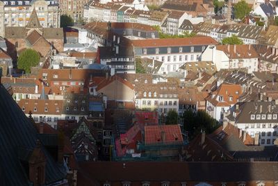 High angle view of buildings in city