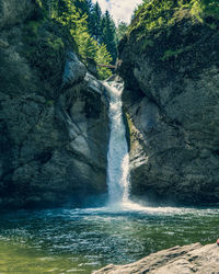 Scenic view of waterfall