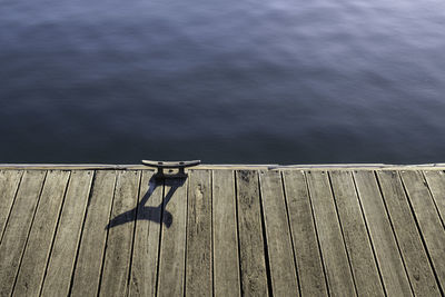 High angle view of pier over lake