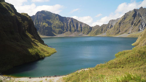 Crater lake of the volcano pinatubo among the mountains, philippines, luzon. 