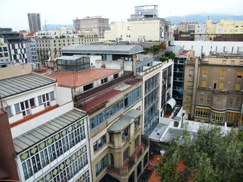 High angle view of buildings in city