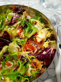 Close-up of chopped vegetables in bowl