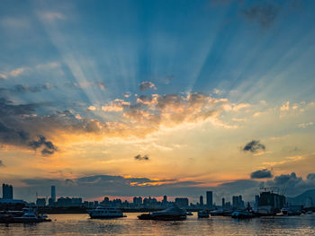 View of city at sunset