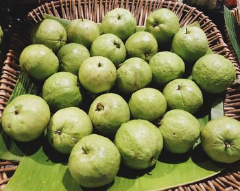 High angle view of fruits in basket at market