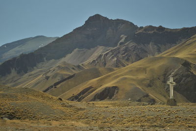 Scenic view of mountains against clear sky