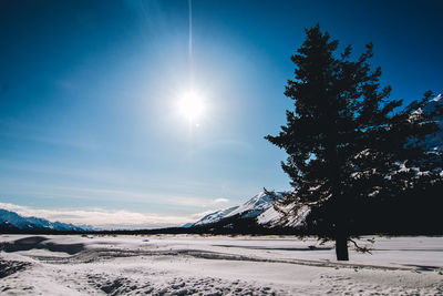 Scenic view of snow covered landscape against sky