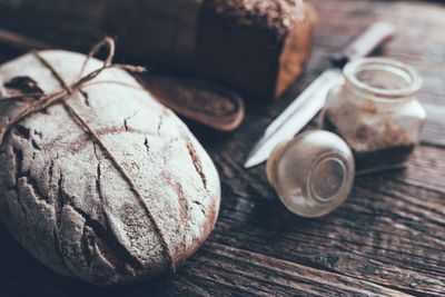 Close-up of bread on table