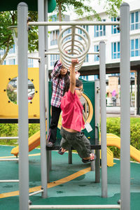 Girl playing in playground