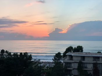 Scenic view of sea against sky during sunset