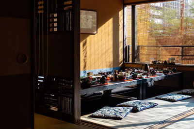 Kitchen utensils on table at home