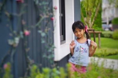 Portrait of cute girl outdoors