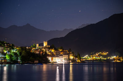 The village of santa maria rezzonico, on lake como, on a summer evening.