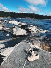 Scenic view of lake against sky
